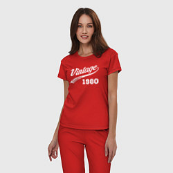 Пижама хлопковая женская Винтаж год выпуска 1980, цвет: красный — фото 2