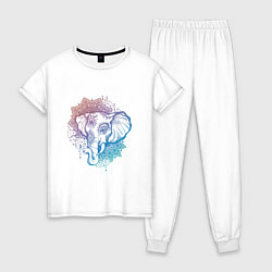 Пижама хлопковая женская Мандала слон, цвет: белый