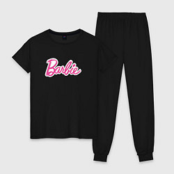 Пижама хлопковая женская Barbie logo, цвет: черный