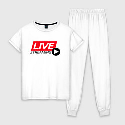 Пижама хлопковая женская Начинающий стример, цвет: белый