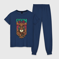 Пижама хлопковая женская Doom - demon, цвет: тёмно-синий