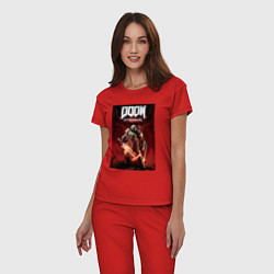 Пижама хлопковая женская Doom eternal - slayer, цвет: красный — фото 2