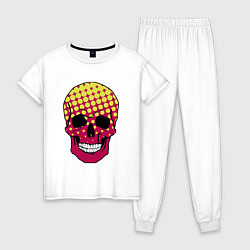 Пижама хлопковая женская Pop-art skull, цвет: белый