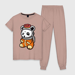 Пижама хлопковая женская Космо панда, цвет: пыльно-розовый