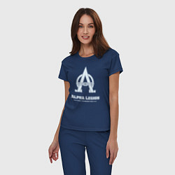 Пижама хлопковая женская Альфа легион винтаж лого, цвет: тёмно-синий — фото 2