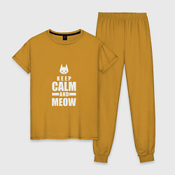 Пижама хлопковая женская Stray - Keep Calm, цвет: горчичный