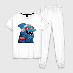 Пижама хлопковая женская Борзый кульный акулёныш, цвет: белый