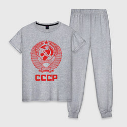 Пижама хлопковая женская Герб СССР: Советский союз, цвет: меланж