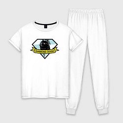 Пижама хлопковая женская Пёс Доге на логотипе, цвет: белый