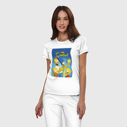 Пижама хлопковая женская Семейка Симпсонов - Гомер, Мардж и их отпрыски, цвет: белый — фото 2