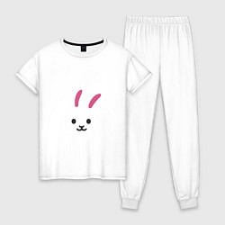 Пижама хлопковая женская Мордочка белого зайца, цвет: белый