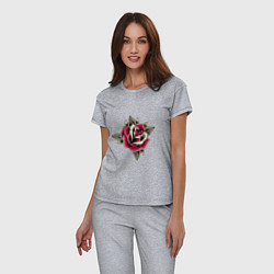 Пижама хлопковая женская Бутон розы, цвет: меланж — фото 2