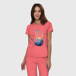 Пижама хлопковая женская Отпечаток ладони Кратоса, цвет: коралловый — фото 2