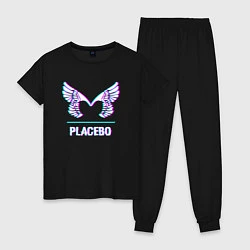 Пижама хлопковая женская Placebo glitch rock, цвет: черный
