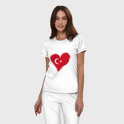 Пижама хлопковая женская Сердце - Турция, цвет: белый — фото 2