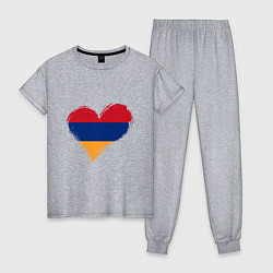 Пижама хлопковая женская Сердце - Армения, цвет: меланж