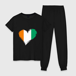 Пижама хлопковая женская Сердце - Ирландия, цвет: черный
