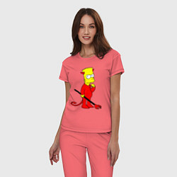 Пижама хлопковая женская Bart Simpson - devil, цвет: коралловый — фото 2