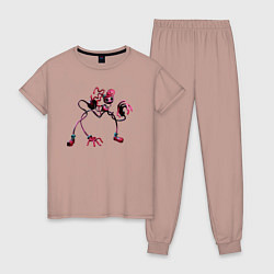 Пижама хлопковая женская Мама длинные ноги из Poppy Playtime, цвет: пыльно-розовый