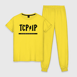 Пижама хлопковая женская TCPIP Connecting people since 1972, цвет: желтый