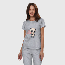 Пижама хлопковая женская Панда с леденцом, цвет: меланж — фото 2