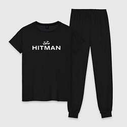 Пижама хлопковая женская Hitman - лого, цвет: черный