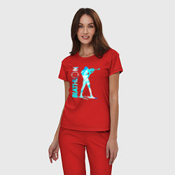 Пижама хлопковая женская Биатлон спортсмен, цвет: красный — фото 2