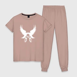 Пижама хлопковая женская Hollywood Undead - две птице, цвет: пыльно-розовый