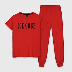 Пижама хлопковая женская Ice Cube - logo, цвет: красный