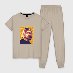 Пижама хлопковая женская Nirvana - Cobain, цвет: миндальный