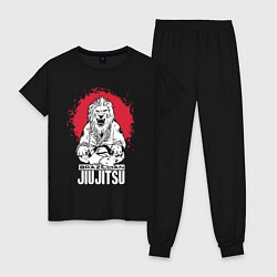 Пижама хлопковая женская Jiu Jitsu red sun Brazil logo, цвет: черный