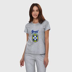 Пижама хлопковая женская Brasil Football, цвет: меланж — фото 2