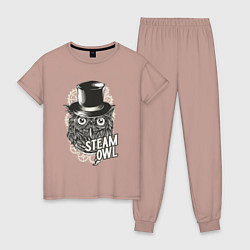 Пижама хлопковая женская Steam owl, цвет: пыльно-розовый