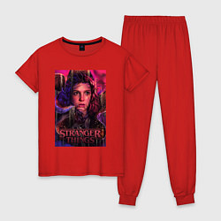 Пижама хлопковая женская Stranger Things eleven, цвет: красный