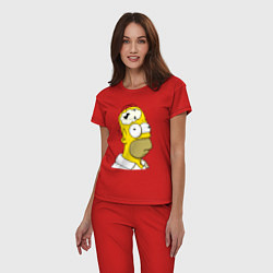 Пижама хлопковая женская Гомер Симпсон - нет подключения к интернету, цвет: красный — фото 2