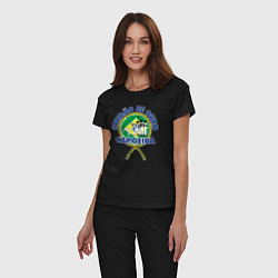 Пижама хлопковая женская Cordao de ouro Capoeira flag of Brazil, цвет: черный — фото 2