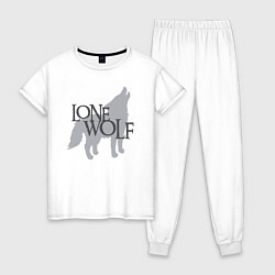 Пижама хлопковая женская LONE WOLF одинокий волк, цвет: белый