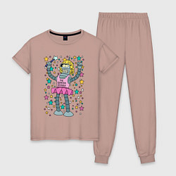 Пижама хлопковая женская The gender Bender, цвет: пыльно-розовый