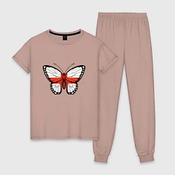 Пижама хлопковая женская Бабочка - Англия, цвет: пыльно-розовый