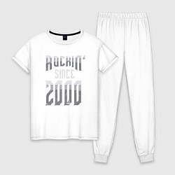 Пижама хлопковая женская Рок с 2000 года, цвет: белый