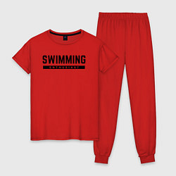 Пижама хлопковая женская Любитель плавания, цвет: красный