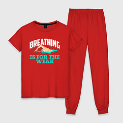 Пижама хлопковая женская Дыхание на неделю, цвет: красный