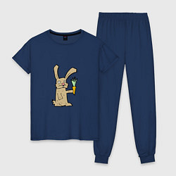 Пижама хлопковая женская Rabbit & Carrot, цвет: тёмно-синий