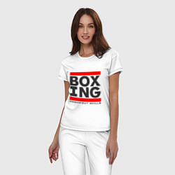 Пижама хлопковая женская Boxing knockout skills, цвет: белый — фото 2