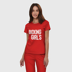 Пижама хлопковая женская Boxing girls, цвет: красный — фото 2