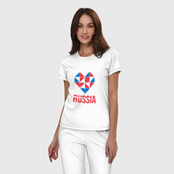Пижама хлопковая женская Россия в моём сердце, цвет: белый — фото 2