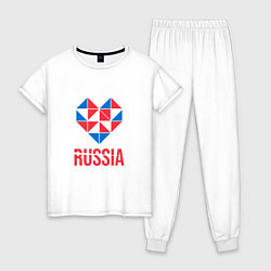 Пижама хлопковая женская Россия в моём сердце, цвет: белый