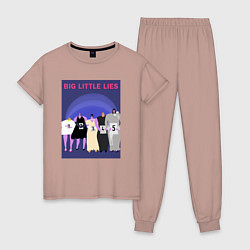 Пижама хлопковая женская Подозреваемые - Большая маленькая ложь, цвет: пыльно-розовый