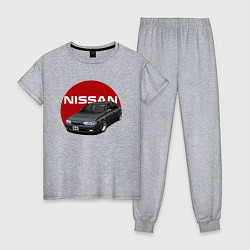 Пижама хлопковая женская Nissan B-14, цвет: меланж