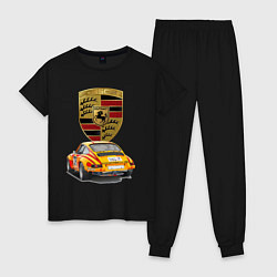 Пижама хлопковая женская Porsche - Motorsport - racing team, цвет: черный